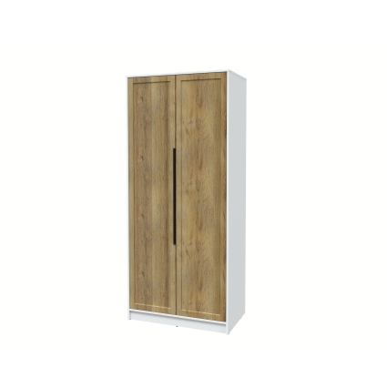 Шкаф распашной Тренд КТ-Ш2 (Белый платинум ЛДСП/ Дуб вотан ЛМДФ) Ш918 В2128 Г547